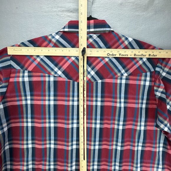 Ely Cattleman Shirt Mens 3X Red Blue Plaid Pearl Snap Big Man Western Rodeo - Picture 11 of 13